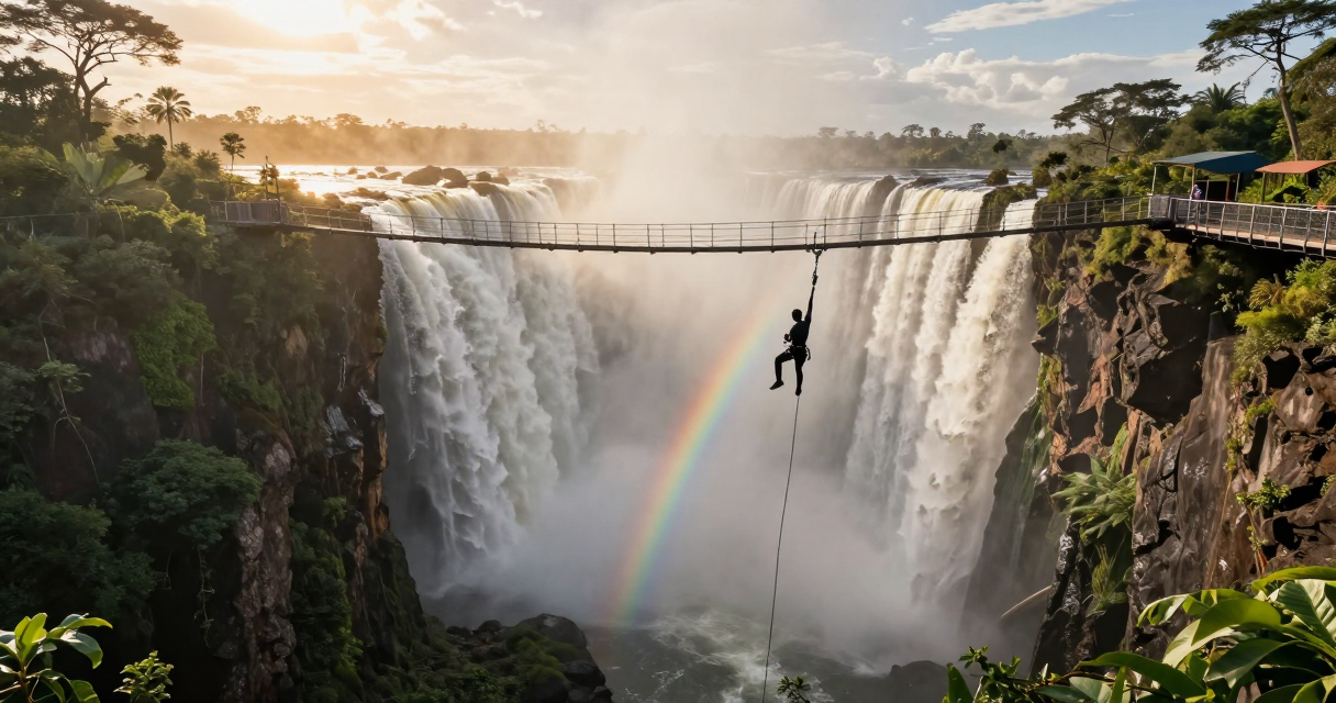 Destinos para bungee jumping — Bungee Jumping nas Cataratas Vitória, Zimbábue/Zâmbia